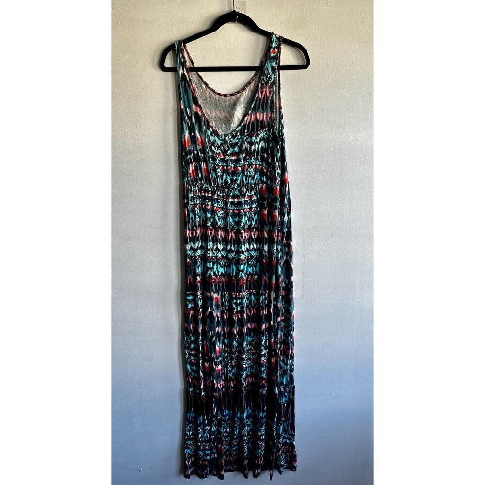 St John's Bay Colorful Maxi Dress Sleeveless Rayon Blend Summer Vacation Medium